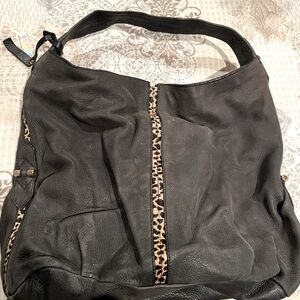 Vince Camuto shoulder bag, black & leopard print